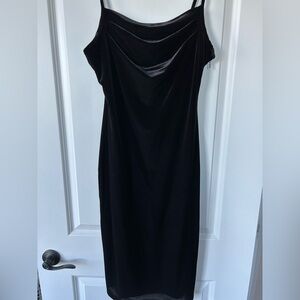 1. State Black Velvet Draped Midi Dress